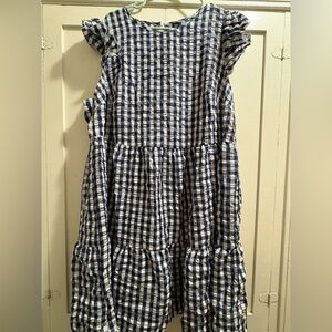 SHEIN Curve 4XL Navy/White Gingham dress